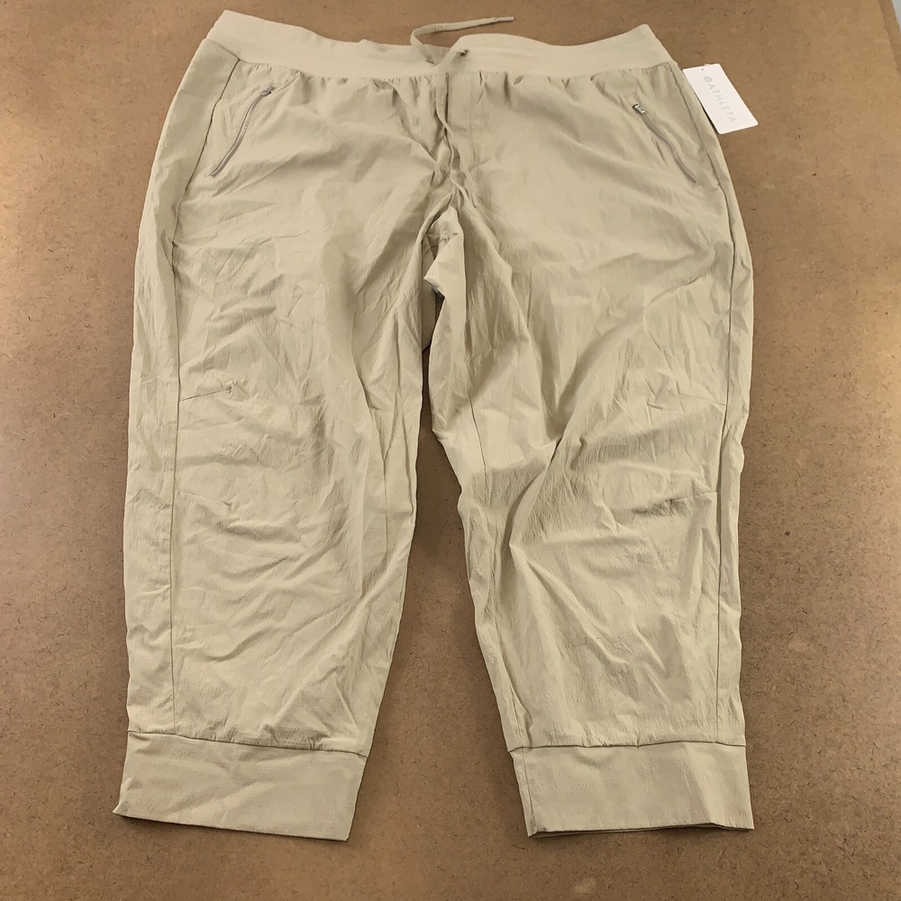 Athleta Women's Size 26 Fitted Ecru Mid Rise Trekkie North Jogger Pants NWT